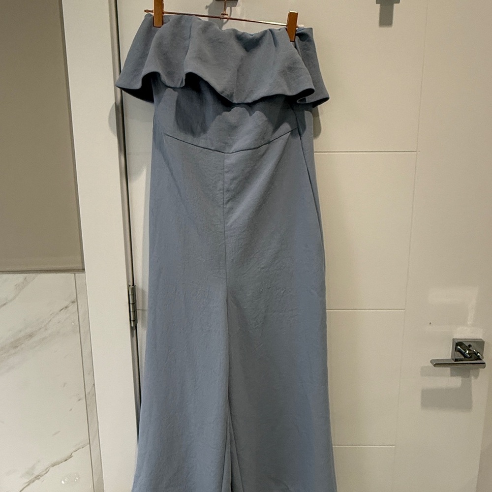 Arirzua Babaton Off-Shoulder Ruffled Jumpsuit in Light aBlue